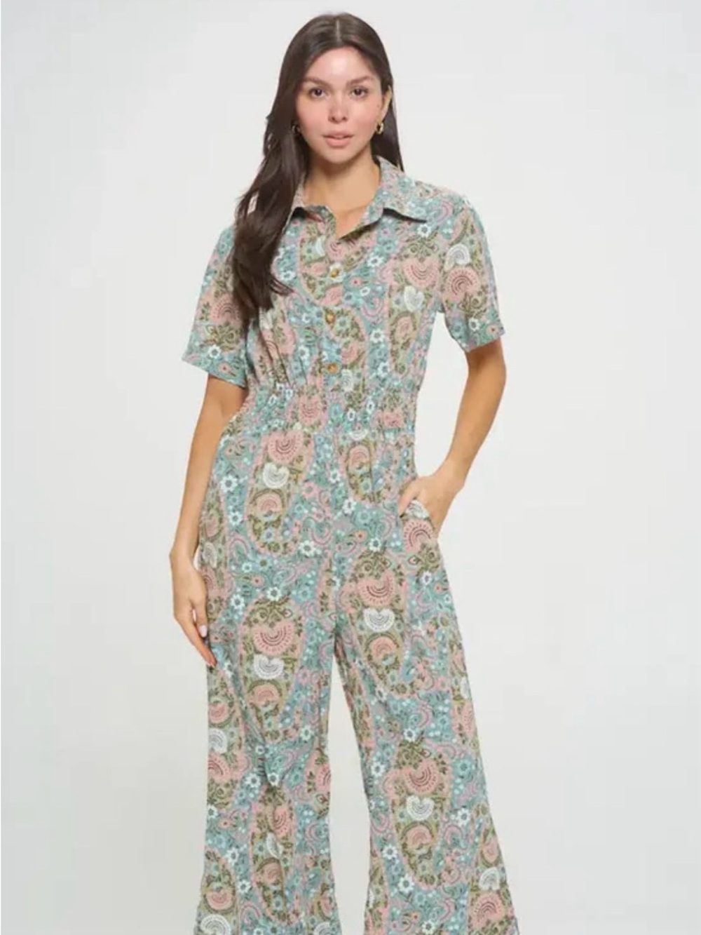 Abstract Floral Print Overall